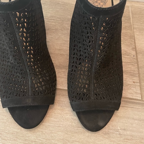 Vince Camuto Suede Block Heel Open Toe Bootie - Picture 5 of 13